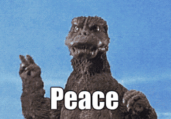 Godzilla Peace Sign GIF