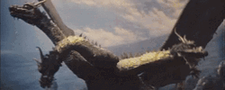 Godzilla Running From King Ghidorah GIF
