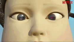 Going Crazy Rolling Eyes Robot Squid Game GIF