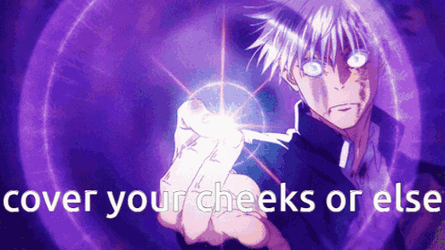 Gojo Purple Cover Cheeks Meme GIF