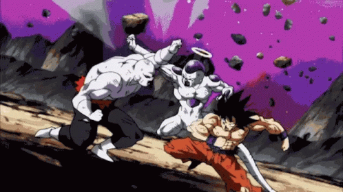 Goku And Frieza Are Fighting Each Other In A Pixel Art Scene From Dragon Ball Super GIF