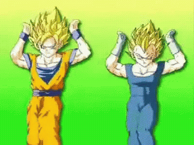 Goku And Vegeta Flexing Muscles GIF