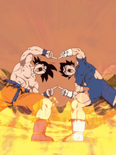 Goku And Vegeta Making Heart Shape GIF
