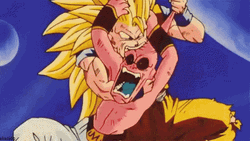 Goku Biting Kid Buu GIF