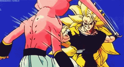 Goku Kicking Kid Buu Multiple TImes GIF