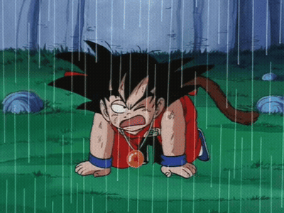 Goku Kneeling In Rain GIF