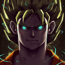 Goku Ssj4 Glowing Eyes Stare Smiling GIF