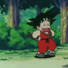 Goku Standing in Forest Holding Sword