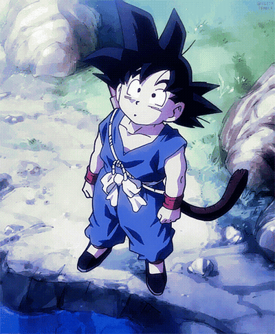 Goku Standing On Rocky Cliff By Water GIF