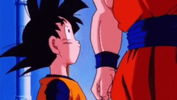 Goku Touching Head Of Goten GIF