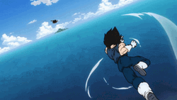 Goku Vs Vegeta Fighting In Sky GIF