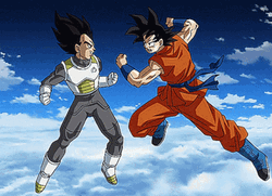 Goku Vs Vegeta Punching In Sky GIF