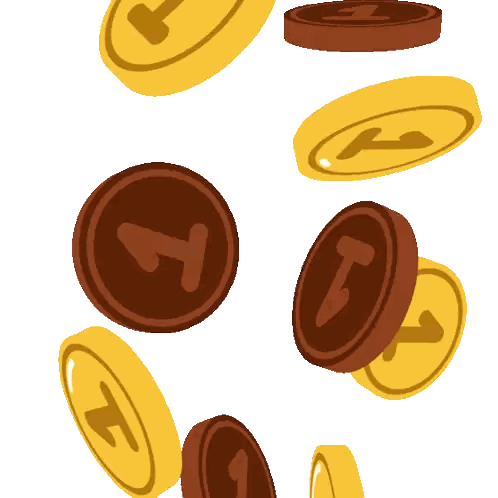 Gold And Brown Coins With Number 1 Sticker
