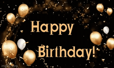 Gold And White Balloons Happy Birthday GIF