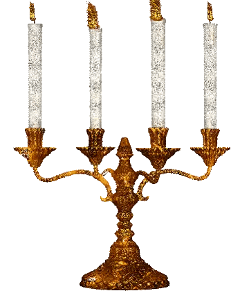 Gold Candle Holder With Four Lit Candles Sticker