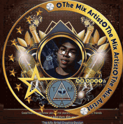 Gold Circle With Man Saying The Mix Artist GIF