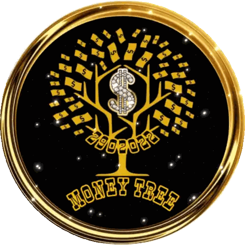 Gold Circle With Money Tree Sticker