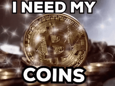 Gold Coin With Letter B On Pile Saying I Need My Coins GIF