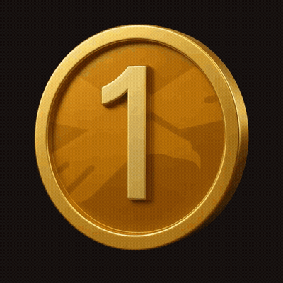 Gold Coin With Number One GIF