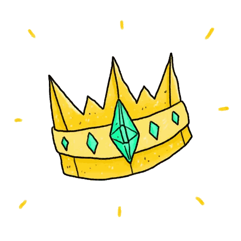 Gold Crown With Green Stone Sticker