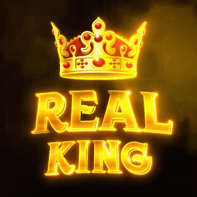 Gold Crown With Red Stones Above Real King GIF