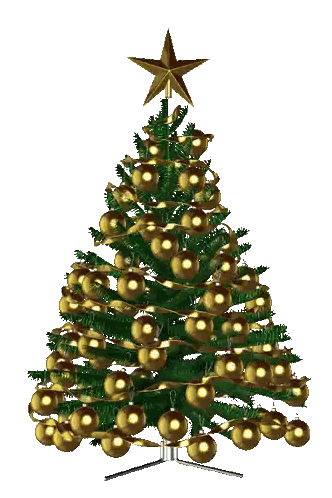 Gold Decorated Christmas Tree Sticker