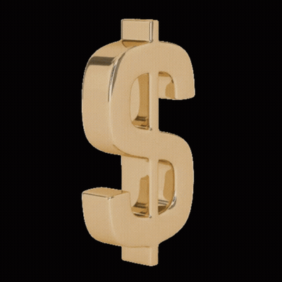 Gold Dollar Sign On A Black Background GIF