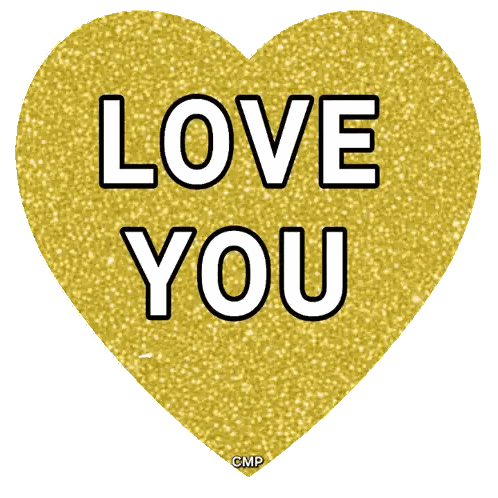Gold Heart Love You Sticker