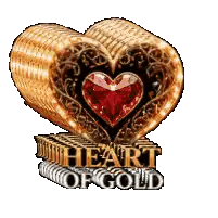 Gold Heart With Red Heart Inside Saying Heart Of Gold Sticker