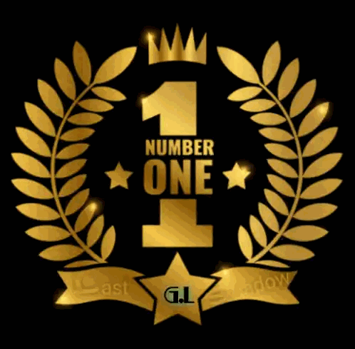 Gold Laurel Wreath With Number 1 And Ribbon Sticker