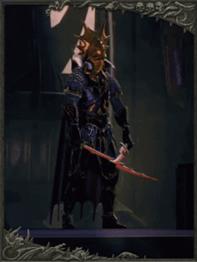 Gold Mask Red Eyes Purple Background GIF