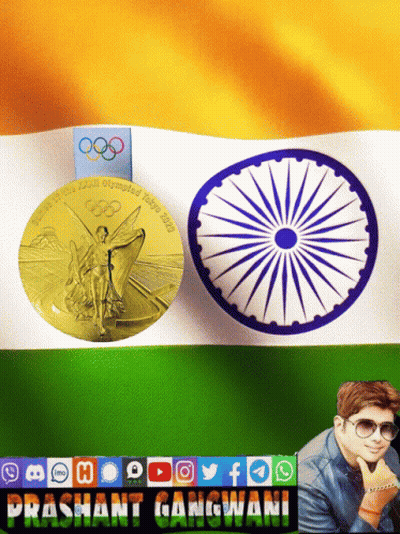 Gold Medal From 2002 Olympics Next To India Flag GIF