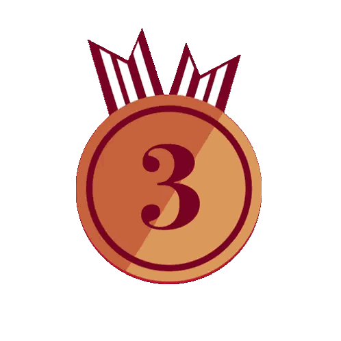 Gold Medal Number 3 With Crown Sticker