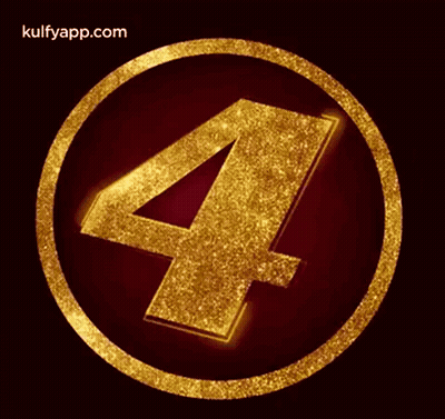 Gold Number Four In Circle On Dark Background GIF