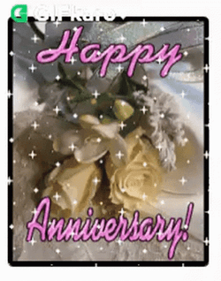 Gold Rose Glitter Happy Anniversary  GIF