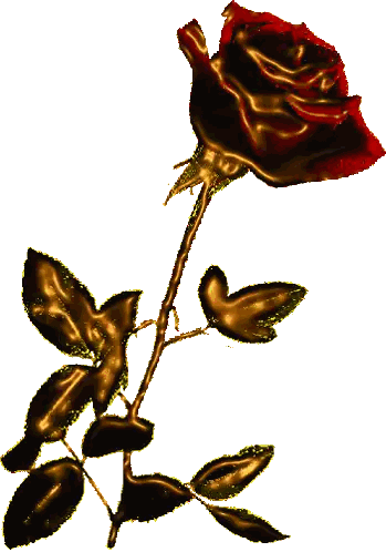 Gold Rose With Red Petals And Leaves Sticker