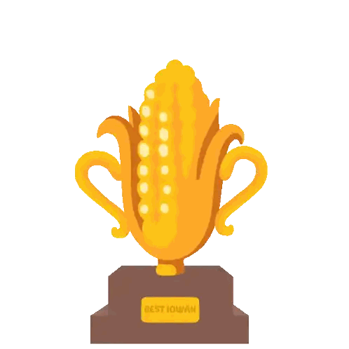 Gold Trophy With Best Iowan Sticker