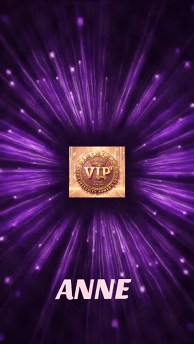 Gold VIP Logo With Name Anne On Purple GIF