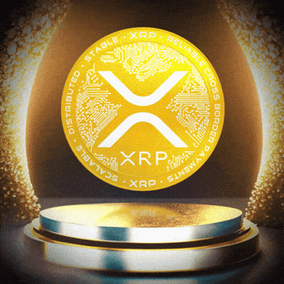 Gold XRP Coin On Podium GIF