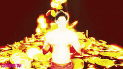 Golden Coins Shower Make It Rain Hot Men GIF