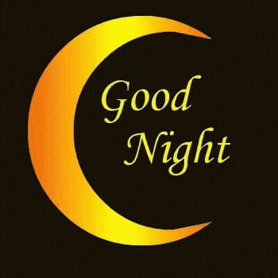 Golden Crescent Moon Saying Good Night GIF