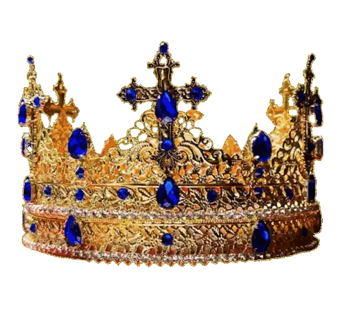 Golden Crown With Blue Stones And Cross Sticker