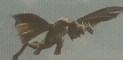 Golden Dragon With Wings Flying GIF