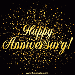Golden Glitter Happy Anniversary  GIF