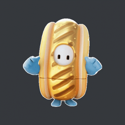 Golden Hot Dog With Blue Arms And Legs GIF