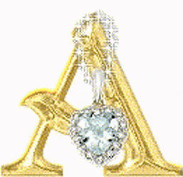 Golden Letter A With Heart Shaped Jewelry GIF
