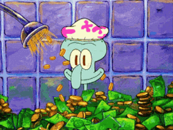 Golden Shower Money Rich Squidward SpongeBob  GIF