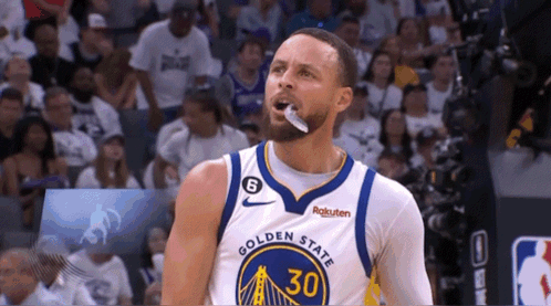Golden State Warriors Basketball Player Stephen Curry With A Toothbrush In His Mouth GIF