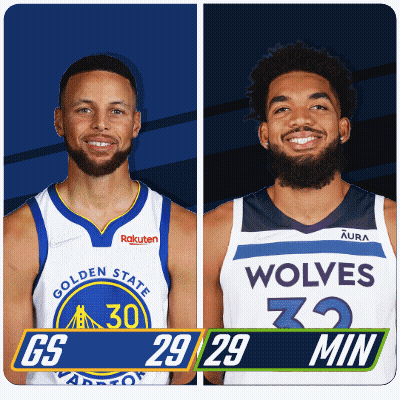 Golden State Warriors Player And Wolves Player On Blue Background GIF