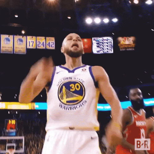 Golden State Warriors Player Stephen Curry Is Dancing On The Court During A Game GIF